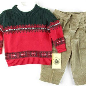 NWT Good Lad Boy's 3 Pc. Holiday Sweater, Shirt & Corduroy Pants Set, 6-9M, $36